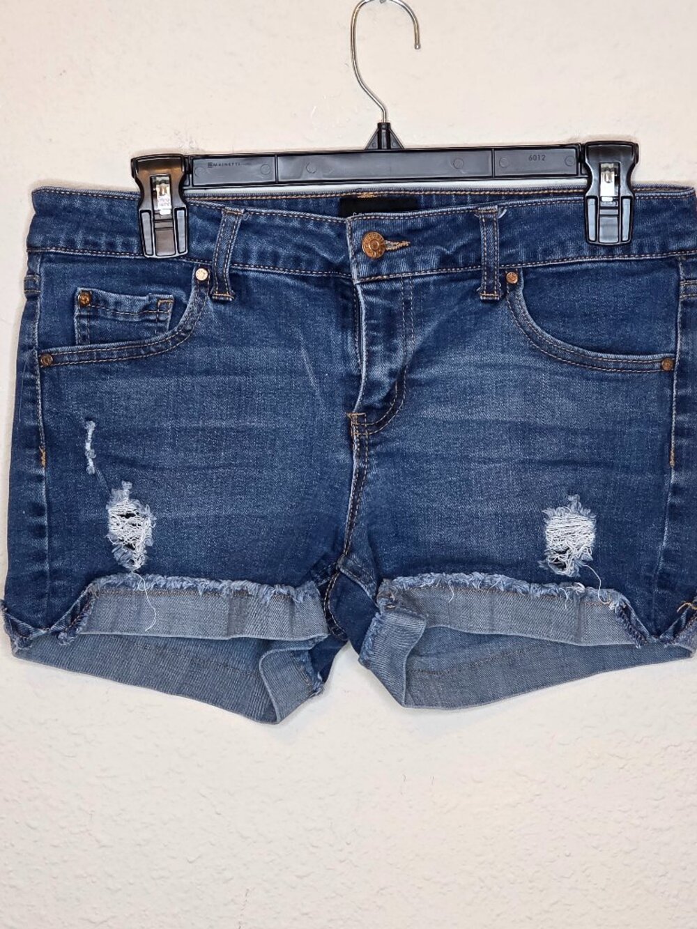 Celebrity Pink Rolled Hem, Distressed Denim Shorts, Size Juniors 7/28